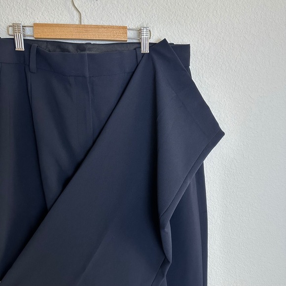 Theory Pants - Theory Navy Blue Pleat Trouser Regent Crepe High Rise Straight Leg Pants Size 12